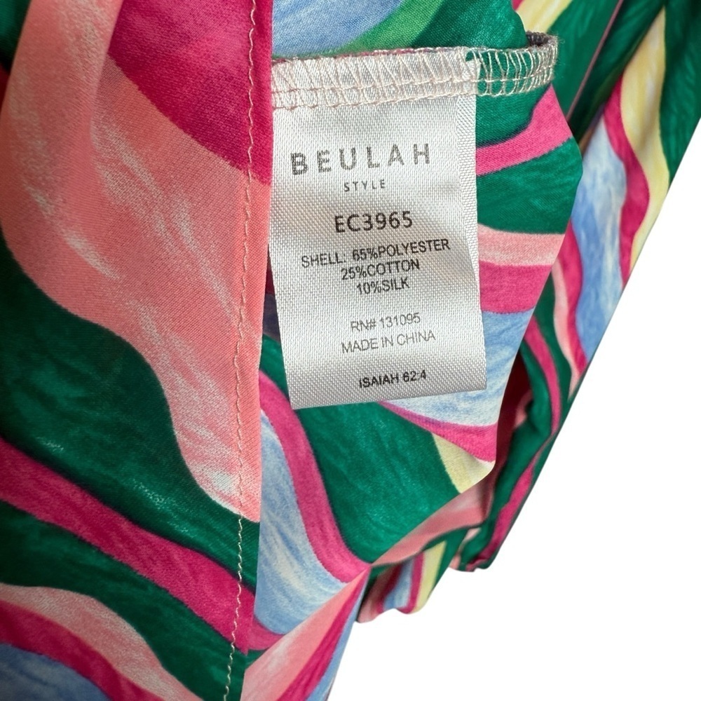 Beulah Women's Multicolor Striped Tunic Dress O/S 3/4 Sleeve Silk Blend Casual - Picture 7 of 9